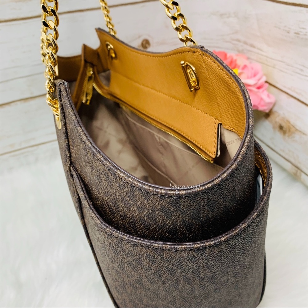Large chain shoulder tote Michael Kors bag brown - Picture 3 of 8